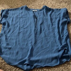 Maurices Teal Blouse with Zip Detail